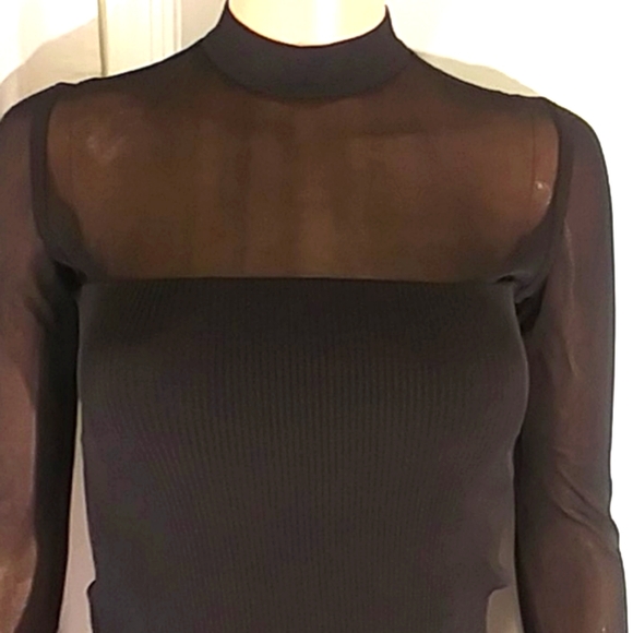 Hot 🔥 Herve Leger Paris Sheer Stretch knit Top - Picture 5 of 14